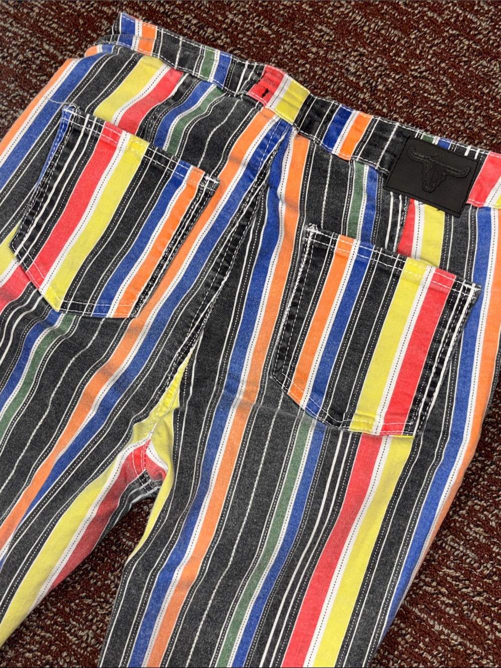 Lucky & Blessed striped multicolor bell bottom jeans western cowgirl big bell 6 - Picture 6 of 16